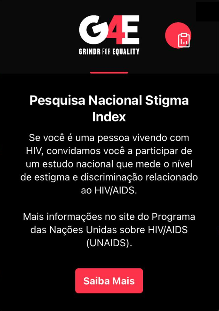 Unaids, em parceria com o Grindr, estimula participação na pesquisa Índice de Estigma 2024