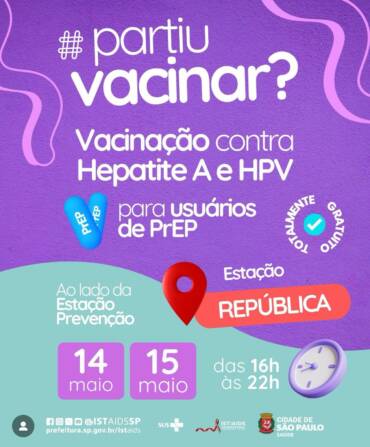 Coordenadoria de IST/Aids de São Paulo oferece vacinação contra HPV e Hepatite A para usuários de PrEP na Estação República do Metrô